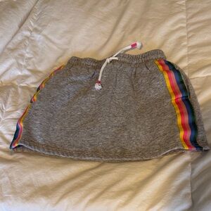 Boden Light Gray Sweat Skirt with Pink Drawstring Accent